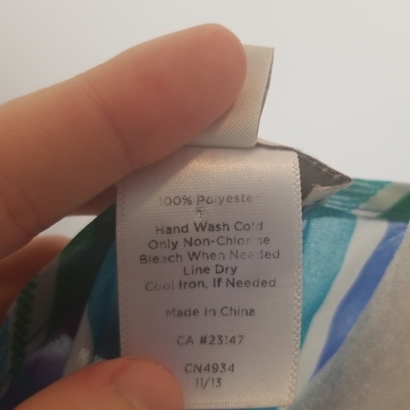 Talbots Blue & Green Sheer Tunic/Top - Picture 5 of 8